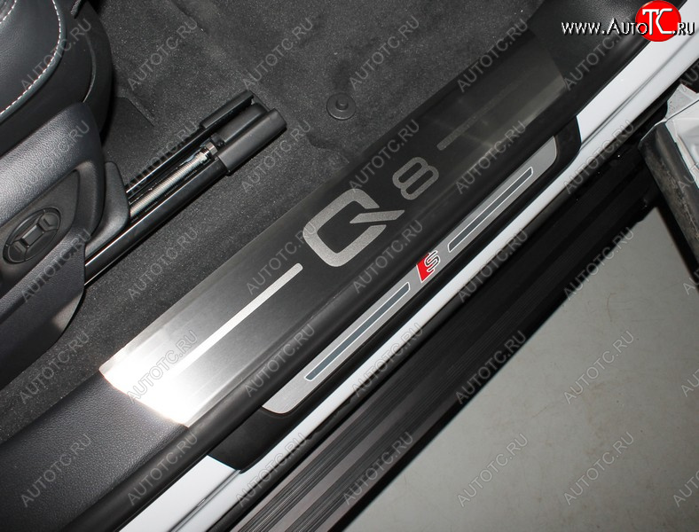 8 899 р. Накладки на пороги (4 шт) ТСС Тюнинг  Audi Q8  4MN (2018-2022) (лист шлифованный, надпись Q8 )  с доставкой в г. Кемерово