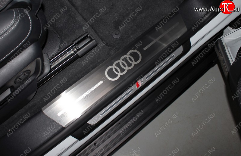 8 899 р. Накладки на пороги (4 шт) ТСС Тюнинг  Audi Q8  4MN (2018-2022) (лист шлифованный, логотип audi )  с доставкой в г. Кемерово