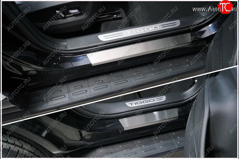 3 899 р. Накладки на пороги, ТСС Тюнинг Chery Tiggo 8 PRO (2021-2025) (лист шлифованный)  с доставкой в г. Кемерово