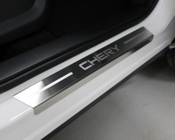 Накладки на пороги, ТСС Тюнинг Chery Tiggo 7 PRO (2019-2025) (лист шлифованный надпись Chery)