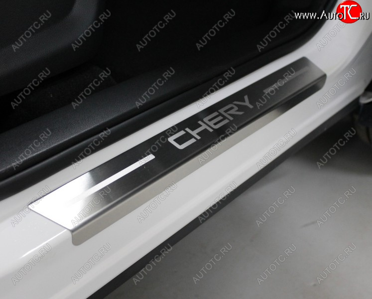 4 599 р. Накладки на пороги, ТСС Тюнинг  Chery Tiggo 7 PRO (2019-2025) (лист шлифованный надпись Chery)  с доставкой в г. Кемерово
