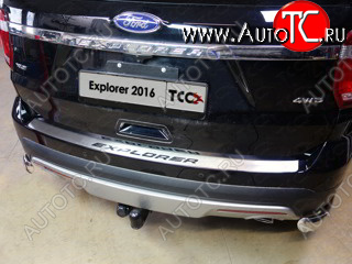 4 999 р. Накладка на задний бампер, ТСС Тюнинг  Ford Explorer  U502 (2015-2018) 1-ый рестайлинг, 5 дв. (лист шлифованный надпись Explorer)  с доставкой в г. Кемерово
