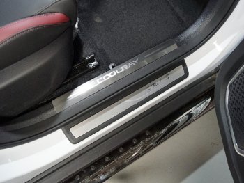 Накладки на пластиковые пороги, ТСС Тюнинг Geely Coolray SX11 дорестайлинг (2018-2023) (лист шлифованный надпись Coolray)