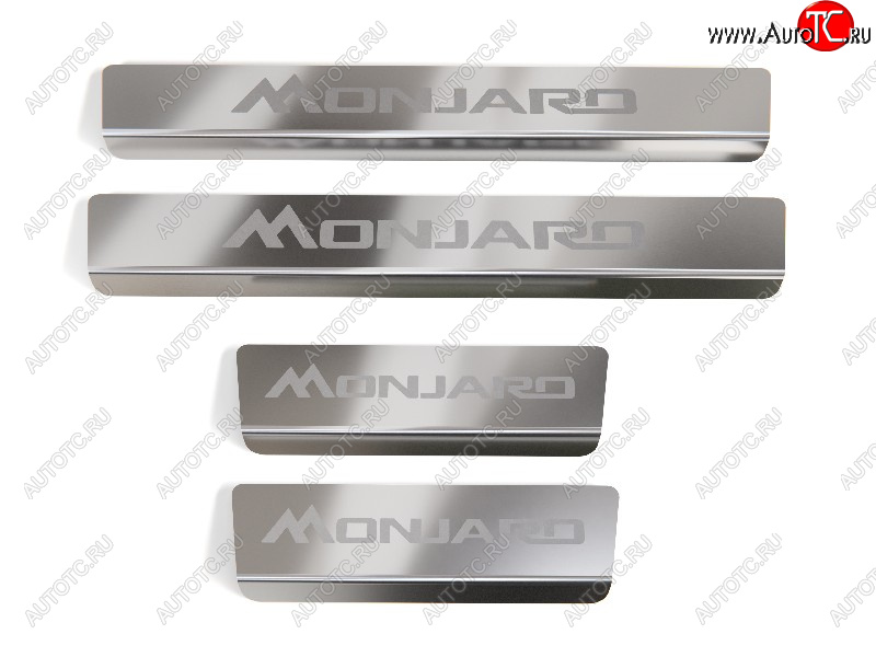 3 899 р. Накладки на пороги, ТСС Тюнинг  Geely Monjaro (2022-2025) (лист шлифованный надпись Monjaro)  с доставкой в г. Кемерово