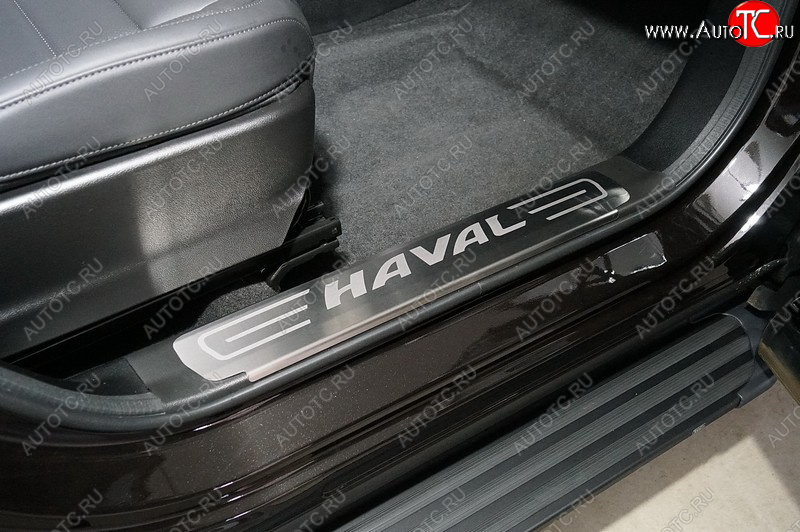 4 089 р. Накладки на пластиковые пороги, ТСС Тюнинг  Haval F7x (2022-2024) рестайлинг (лист шлифованный надпись Haval)  с доставкой в г. Кемерово