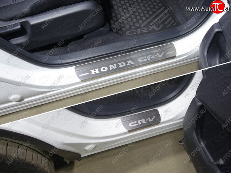 4 999 р. Накладки на пороги, ТСС Тюнинг  Honda CR-V  RW,RT (2016-2020) дорестайлинг (лист шлифованный надпись Honda CR-V)  с доставкой в г. Кемерово