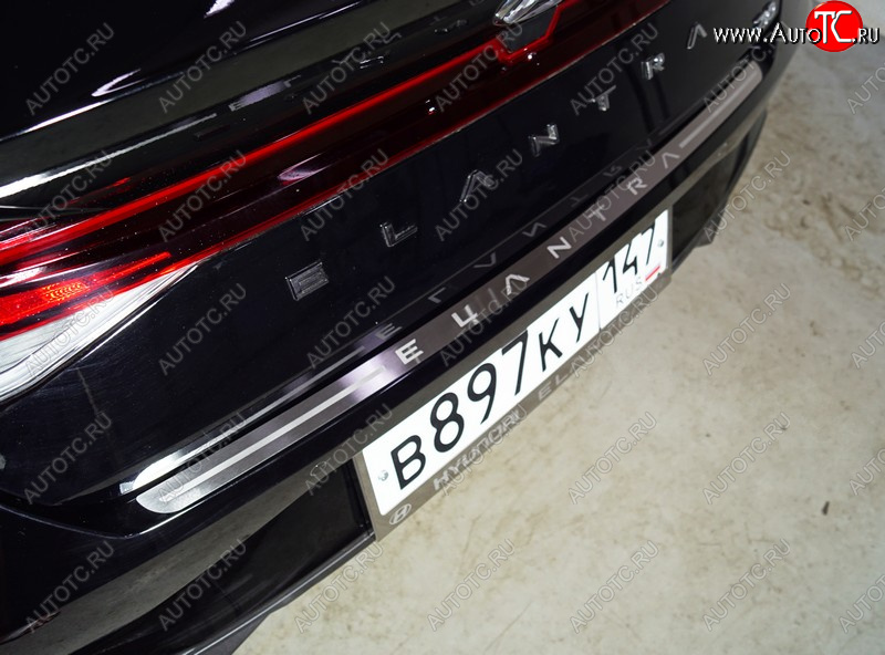 2 689 р. Накладка на задний бампер, ТСС Тюнинг  Hyundai Elantra  CN7 (2020-2023) (лист шлифованный надпись Elantra)  с доставкой в г. Кемерово