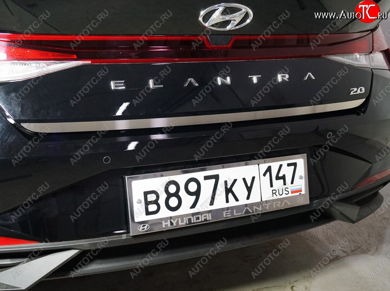 1 999 р. Накладка на заднюю дверь, ТСС Тюнинг  Hyundai Elantra  CN7 (2020-2023) (Лист шлифованный)  с доставкой в г. Кемерово