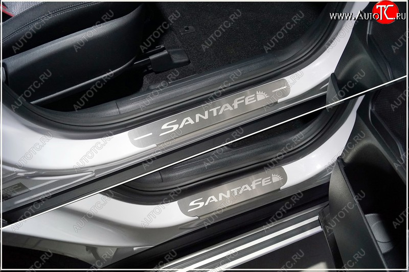 4 699 р. Накладки на пороги, ТСС Тюнинг  Hyundai Santa Fe  TM (2020-2022) рестайлинг (лист шлифованный надпись Santa Fe)  с доставкой в г. Кемерово
