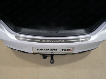 Накладка на задний бампер, ТСС Тюнинг Hyundai Sonata  LF (2017-2019) рестайлинг (лист шлифованный надпись Sonata)