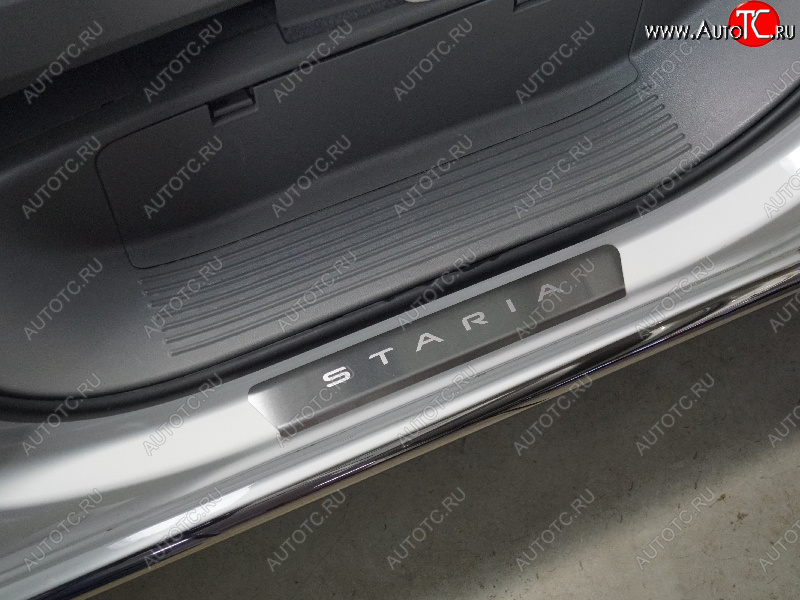 2 299 р. Накладки на передние пороги, ТСС Тюнинг  Hyundai Staria  US4 (2021-2022) (лист шлифованный надпись Staria)  с доставкой в г. Кемерово