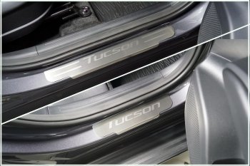 Накладки на пороги, ТСС Тюнинг Hyundai Tucson NX4 (2020-2022) (лист шлифованный надпись Tucson)