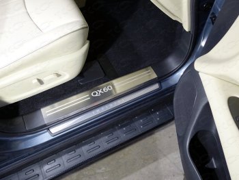 Накладки на пластиковые пороги, ТСС Тюнинг INFINITI QX60  L50 (2016-2021) рестайлинг (лист шлифованный надпись QX 60)