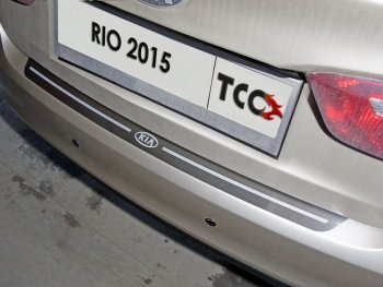 Накладка на задний бампер, ТСС Тюнинг KIA Rio  3 QB (2015-2017) рестайлинг седан, рестайлингхэтчбек5дв. (лист шлифованный надпись RIO)