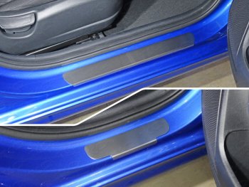Накладки на пороги, ТСС Тюнинг KIA Rio  4 YB (2017-2020) дорестайлинг, хэтчбэк (лист шлифованный)