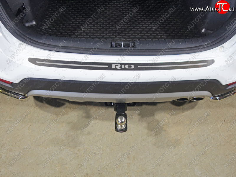 2 599 р. Накладка на задний бампер, ТСС Тюнинг  KIA Rio  X-line (2017-2021) (лист шлифованный надпись RIO)  с доставкой в г. Кемерово