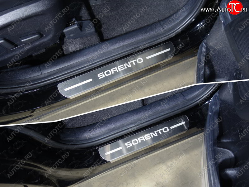 4 999 р. Накладки на пороги, ТСС Тюнинг  KIA Sorento  UM/Prime (2018-2020) рестайлинг (лист шлифованный надпись Sorento)  с доставкой в г. Кемерово