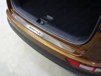 Накладка на задний бампер, ТСС Тюнинг KIA Sportage  4 QL (2016-2018) дорестайлинг (лист шлифованный надпись Sportage)