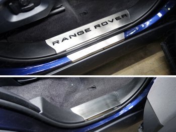 Накладки на пластиковые пороги, ТСС Тюнинг Land Rover Range Rover Sport  2 L494 (2013-2017) дорестайлинг (лист шлифованный надпись Range Rover)