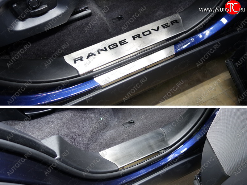 9 999 р. Накладки на пластиковые пороги, ТСС Тюнинг  Land Rover Range Rover Sport  2 L494 (2013-2017) дорестайлинг (лист шлифованный надпись Range Rover)  с доставкой в г. Кемерово