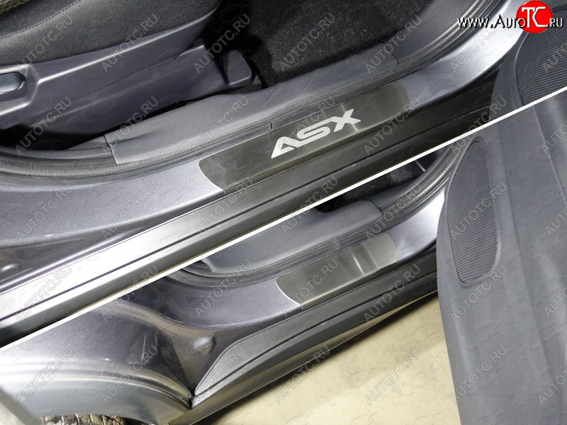 3 399 р. Накладки на пороги, ТСС Тюнинг  Mitsubishi ASX (2017-2020) 2-ой рестайлинг (лист шлифованный надпись ASX)  с доставкой в г. Кемерово