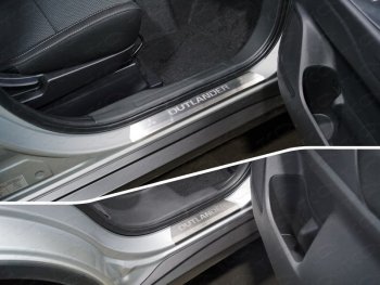 Накладки на пороги, ТСС Тюнинг Mitsubishi Outlander  GF (2018-2022) 3-ий рестайлинг (лист шлифованный надпись OUTLANDER)