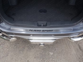 Накладка на задний бампер, ТСС Тюнинг Mitsubishi Pajero Sport  QE (2015-2021) дорестайлинг (лист шлифованный надпись Pajero Sport)