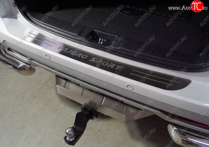 4 299 р. Накладка на задний бампер, ТСС Тюнинг  Mitsubishi Pajero Sport  QF (2019-2022) рестайлинг (лист шлифованный надпись Pajero Sport)  с доставкой в г. Кемерово