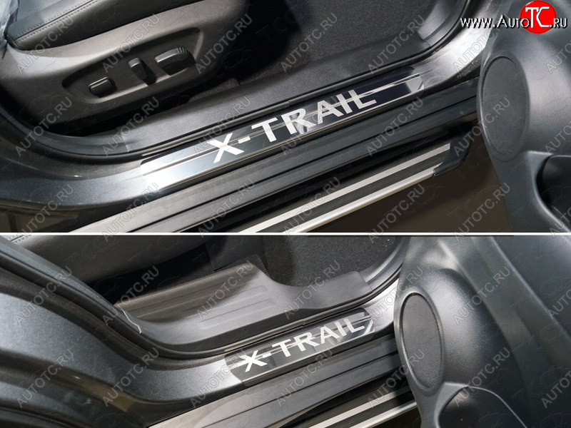 4 999 р. Накладки на пороги, ТСС Тюнинг  Nissan X-trail  3 T32 (2013-2018) дорестайлинг (лист шлифованный надпись X-Trail)  с доставкой в г. Кемерово
