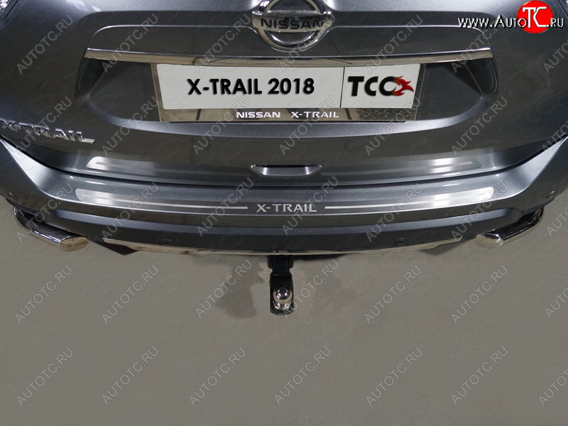 2 399 р. Накладка на задний бампер, ТСС Тюнинг  Nissan X-trail  3 T32 (2017-2022) рестайлинг (лист шлифованный надпись X-Trail)  с доставкой в г. Кемерово