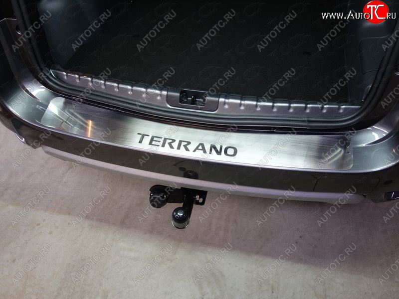 3 999 р. Накладка на задний бампер, ТСС Тюнинг  Nissan Terrano  D10 (2013-2016) дорестайлинг (лист шлифованный надпись TERRANO)  с доставкой в г. Кемерово