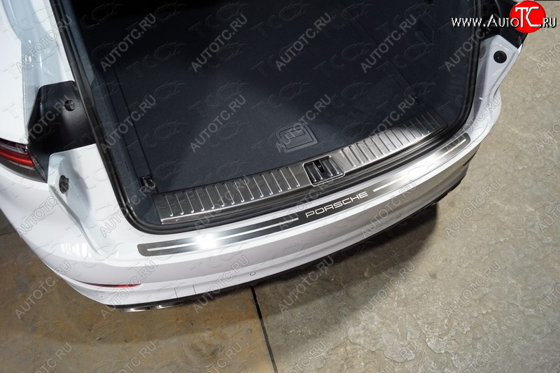 7 349 р. Накладка на задний бампер, ТСС Тюнинг  Porsche Cayenne  PO536 (2018-2025) ( лист шлифованный надпись Porsche)  с доставкой в г. Кемерово