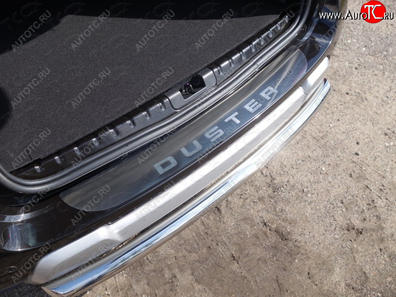 3 999 р. Накладка на задний бампер, ТСС Тюнинг  Renault Duster  HS (2015-2021) рестайлинг (лист шлифованный надпись Duster)  с доставкой в г. Кемерово