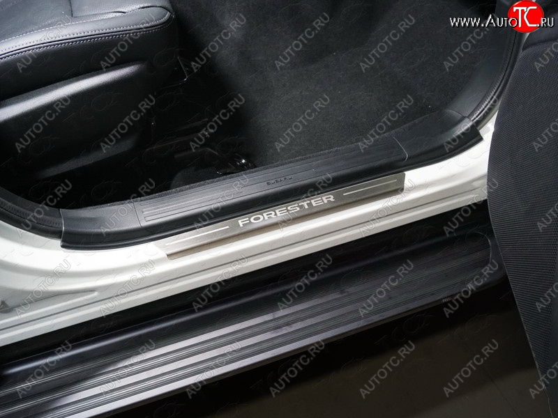 2 999 р. Накладки на пороги, ТСС Тюнинг  Subaru Forester  SK/S14 (2018-2021) дорестайлинг (лист шлифованный надпись Forester)  с доставкой в г. Кемерово