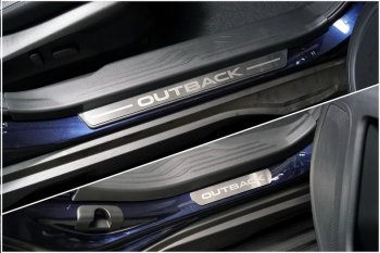 Накладки на пластиковые пороги, ТСС Тюнинг Subaru Outback  BT (2019-2025) универсал (лист шлифованный надпись Outback)