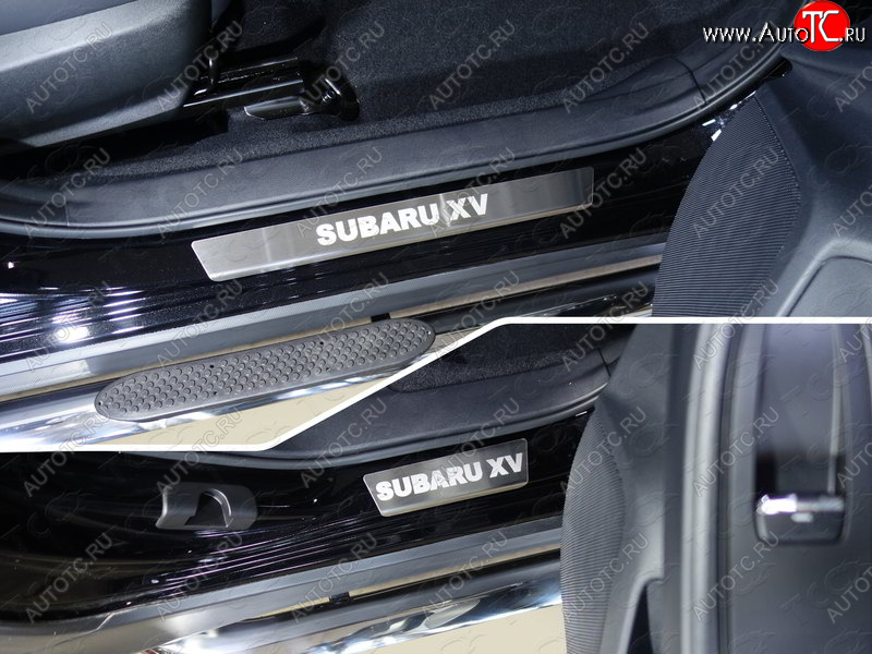 3 999 р. Накладки на пороги, ТСС Тюнинг  Subaru XV  GP/G33 (2012-2016) дорестайлинг (лист шлифованный надпись Subaru XV)  с доставкой в г. Кемерово