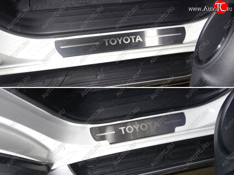 4 999 р. Накладки на пороги, ТСС Тюнинг  Toyota Fortuner  AN160 (2015-2020) дорестайлинг (лист шлифованный надпись Toyota)  с доставкой в г. Кемерово
