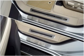 Накладки на пороги, ТСС Тюнинг Toyota Land Cruiser  J300 (2021-2025) дорестайлинг (лист шлифованный)
