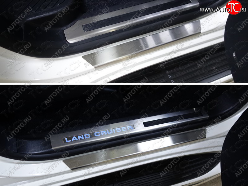 2 999 р. Накладки на пороги с гибом, ТСС Тюнинг  Toyota Land Cruiser  200 (2015-2021) 2-ой рестайлинг (лист шлифованный)  с доставкой в г. Кемерово