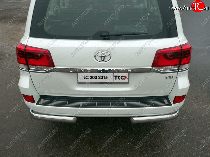 7 999 р. Накладка на задний бампер, ТСС Тюнинг  Toyota Land Cruiser  200 (2015-2021) 2-ой рестайлинг (лист)  с доставкой в г. Кемерово