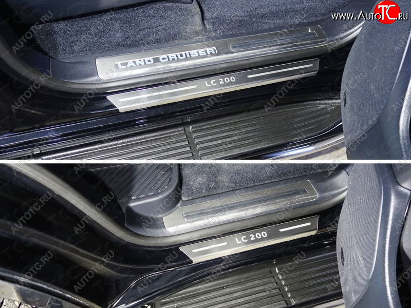 4 999 р. Накладки на пороги с гибом, ТСС Тюнинг  Toyota Land Cruiser  200 (2015-2021) 2-ой рестайлинг (лист шлифованный надпись LC 20)  с доставкой в г. Кемерово