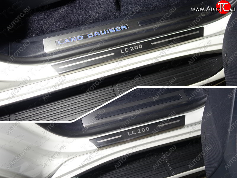 4 999 р. Накладки на пороги с гибом, ТСС Тюнинг  Toyota Land Cruiser  200 (2015-2021) 2-ой рестайлинг (лист шлифованный надпись LC 200)  с доставкой в г. Кемерово