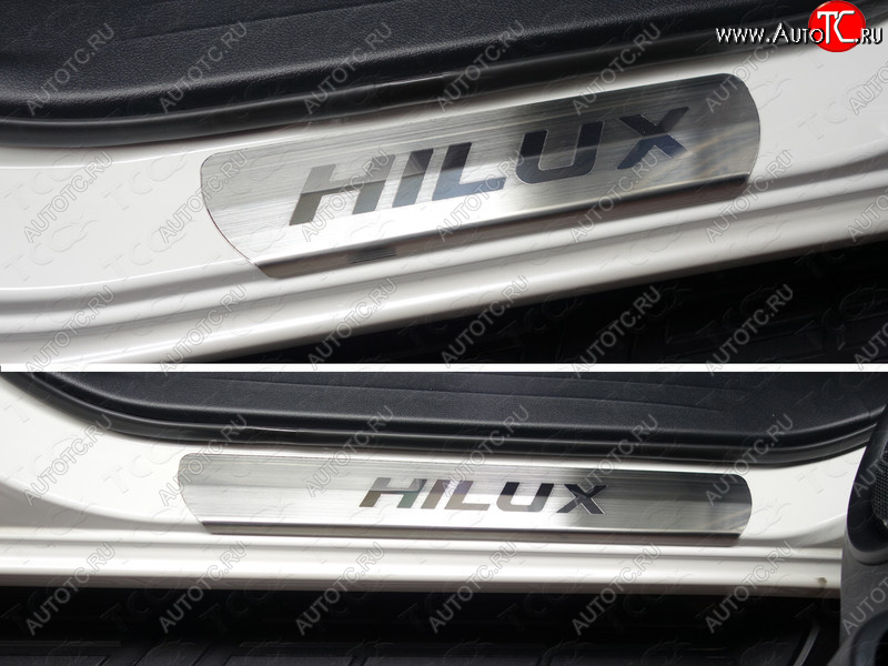 4 999 р. Накладки на пороги, ТСС Тюнинг  Toyota Hilux  AN20,AN30 - Hilux Revo (лист шлифованный надпись Hilux)  с доставкой в г. Кемерово