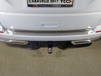 Накладка на задний бампер, ТСС Тюнинг Volkswagen Caravelle  T6 (2015-2019) дорестайлинг (Лист шлифованный)