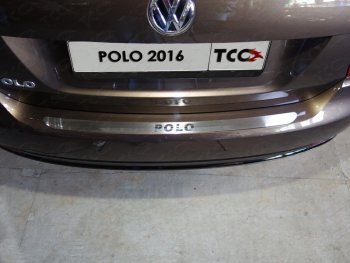 Накладка на задний бампе, ТСС Тюнинг Volkswagen Polo  5 (2015-2020) седан рестайлинг, хэтчбек рестайлинг (лист шлифованный надпись Polo)