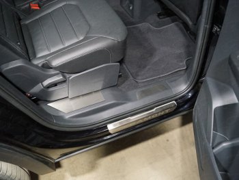Накладки на пластиковые пороги задние, ТСС Тюнинг Volkswagen Teramont  CA1 (2016-2020) дорестайлинг (лист шлифованный)
