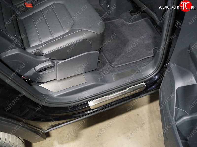 3 999 р. Накладки на пластиковые пороги задние, ТСС Тюнинг  Volkswagen Teramont  CA1 (2016-2020) дорестайлинг (лист шлифованный)  с доставкой в г. Кемерово