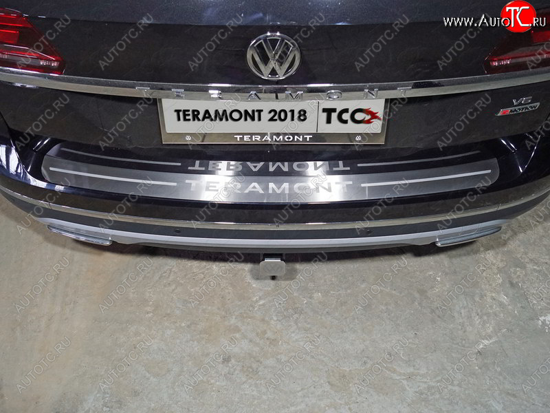 4 999 р. Накладка на задний бампер, ТСС Тюнинг  Volkswagen Teramont  CA1 (2016-2020) дорестайлинг ( лист шлифованный надпись Teramont)  с доставкой в г. Кемерово