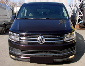 3 299 р. Дефлектор капота SIM  Volkswagen Transporter  T6 (2015-2019) дорестайлинг  с доставкой в г. Кемерово. Увеличить фотографию 1