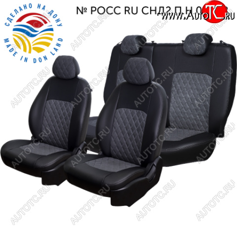6 199 р. Комплект чехлов сидений Lord Auto(Илана+Алькантара РОМБ) Chevrolet Aveo T200 хэтчбек 5 дв (2002-2008) (Черный+серый)  с доставкой в г. Кемерово